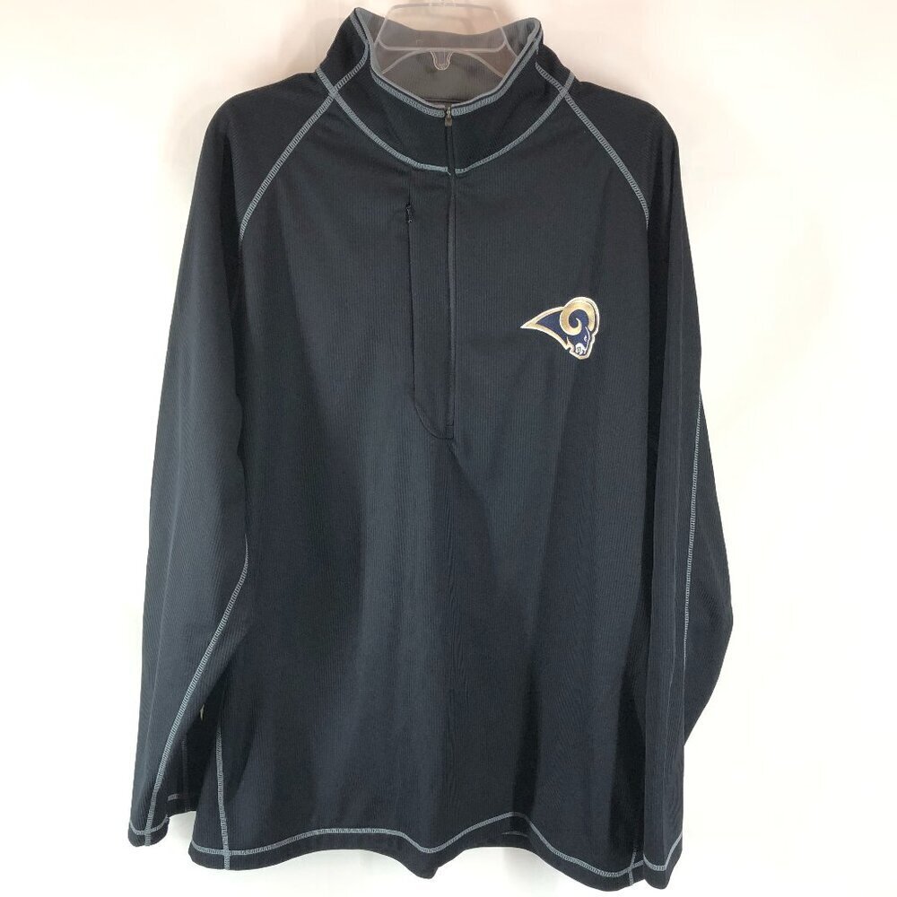 Antigua L.A. Rams Black Desert Dry Xtra Lite 1/4 Zip Pullover Size XL